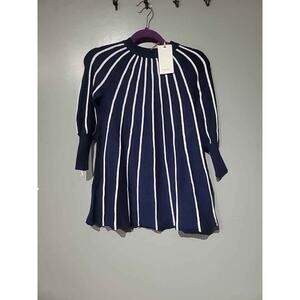 Grace Karin Girls 7Y Sweater Dress Blue White Striped Boutique Childrens
